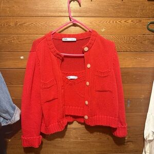 Zara Red Women's Cardigan + Top